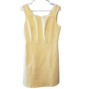 The Limited Womens Stretch Yellow Sheath Dress‎ scalloped neckline size 6 New